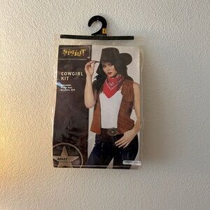 Spirit Halloween Cowgirl Kit with belt, Brown Vest and Red Bandana